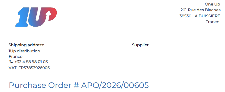 PDF fournisseur avec le titre Bon de commande
