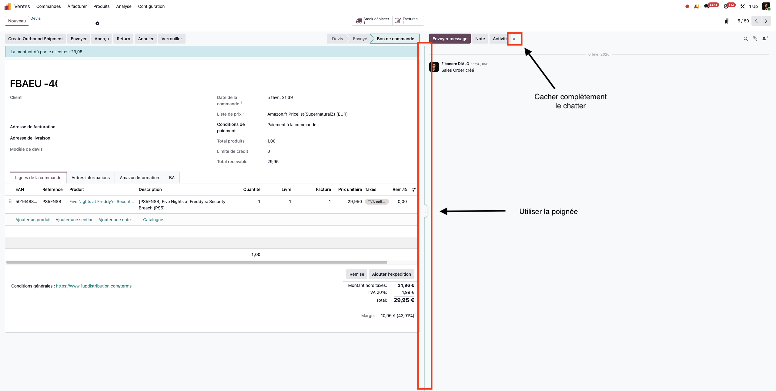 Panneau de discussion en largeur standard